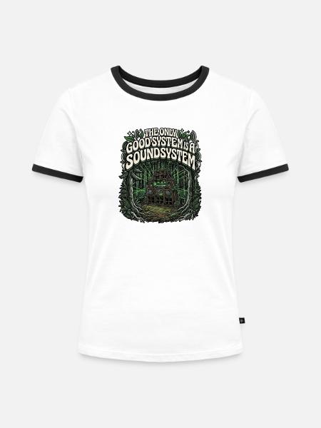 Soundsystem Is The Only Good - Frauen Kontrast-T-Shirt - Weiß/Schwarz