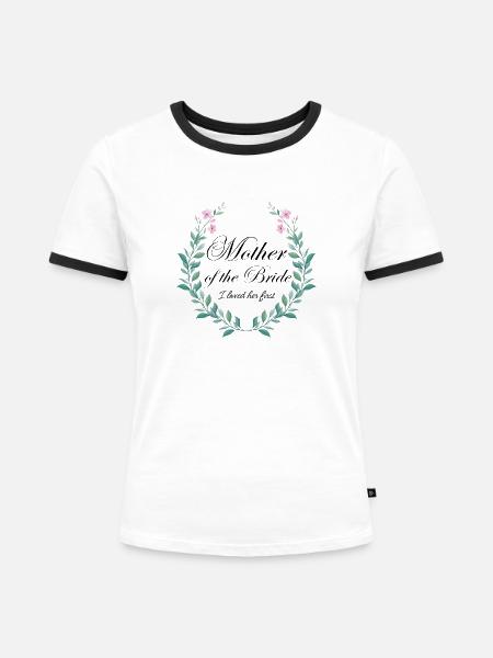 Mutter-Braut-Kranz - Frauen Kontrast-T-Shirt - Weiß/Schwarz