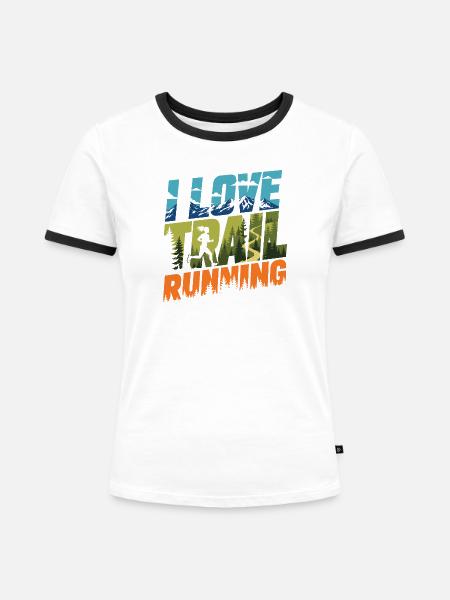 Ich liebe Trailrunning - Frauen Kontrast-T-Shirt - Weiß/Schwarz