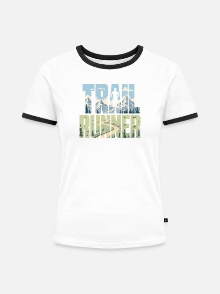 Trailrunner - Frauen Kontrast-T-Shirt - Weiß/Schwarz