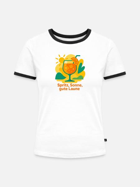 Sonnen Cocktail Gute Laune - Frauen Kontrast-T-Shirt - Weiß/Schwarz