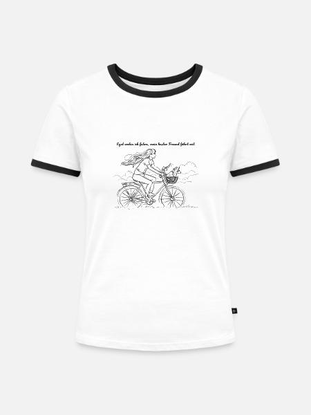 Fahrradträume im Wind - Frauen Kontrast-T-Shirt - Weiß/Schwarz