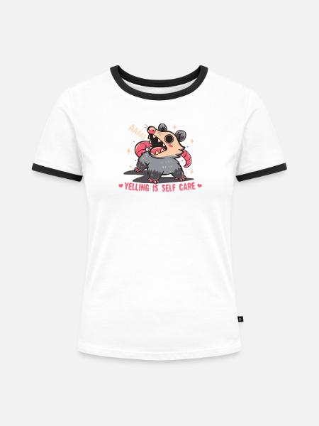 Schreien ist Selbstfürsorge - Frauen Kontrast-T-Shirt - Weiß/Schwarz