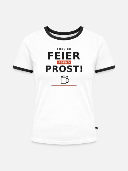 Endlich Feierabend – Prost! - Frauen Kontrast-T-Shirt - Weiß/Schwarz