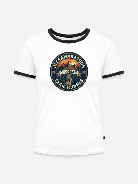 Ultramarathon 100 Meilen Trailrunner - Frauen Kontrast-T-Shirt - Weiß/Schwarz