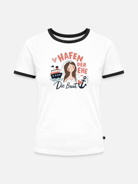 Hafen der Ehe - Die Braut - Frauen Kontrast-T-Shirt - Weiß/Schwarz