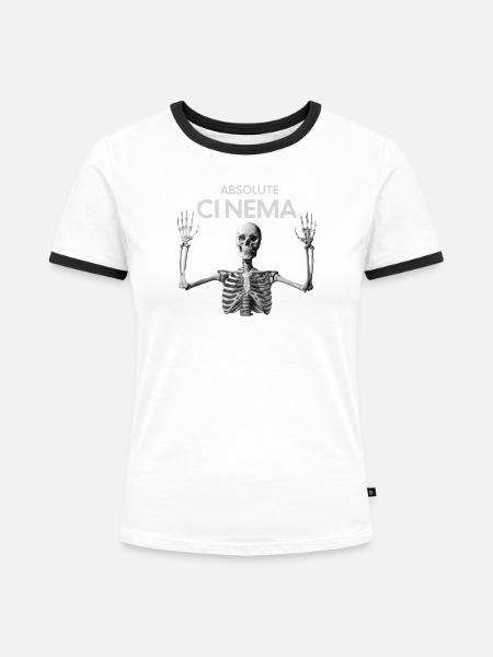 Skelettrahmen: Absolutes Kino - Frauen Kontrast-T-Shirt - Weiß/Schwarz