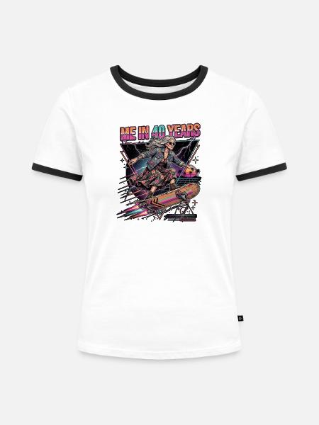 Hippie Freigeist Skateboarding - Frauen Kontrast-T-Shirt - Weiß/Schwarz
