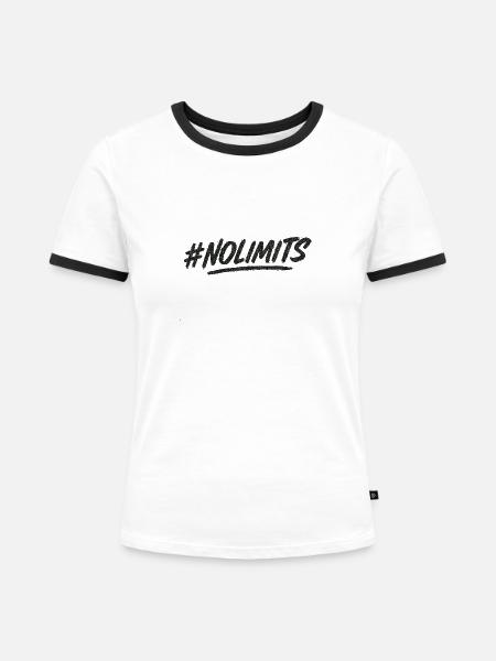 NoLimits Brush Schriftzug - Frauen Kontrast-T-Shirt - Weiß/Schwarz
