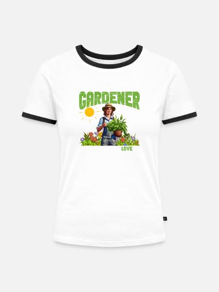 Stolzer Gärtner-Geschenk - Frauen Kontrast-T-Shirt - Weiß/Schwarz