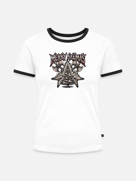 Christmas Heavy Metal - Frauen Kontrast-T-Shirt - Weiß/Schwarz