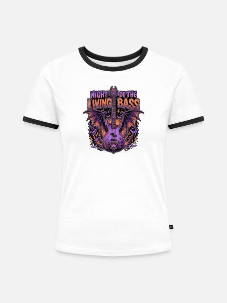 Living Bass Halloween - Frauen Kontrast-T-Shirt - Weiß/Schwarz