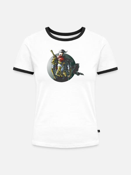 Krieger Ninja Samurai Gaming Design - Frauen Kontrast-T-Shirt - Weiß/Schwarz