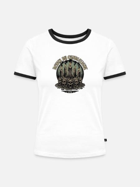 Gothic Halloween - Frauen Kontrast-T-Shirt - Weiß/Schwarz