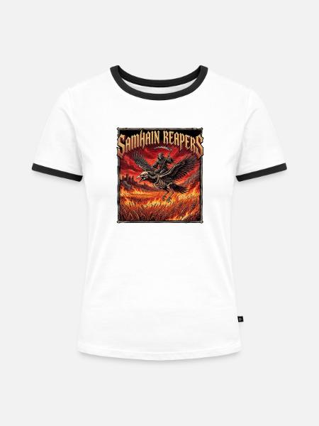 Heavy Metal Halloween - Frauen Kontrast-T-Shirt - Weiß/Schwarz