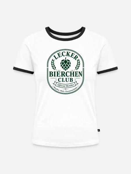 Bierliebhaber BIER-BIERCHEN saufen Urlaubsreise - Frauen Kontrast-T-Shirt - Weiß/Schwarz