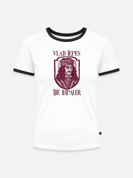 Vlad Tepes Impaler Motiv - Frauen Kontrast-T-Shirt - Weiß/Schwarz