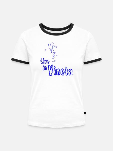 Live in Vineta - Frauen Kontrast-T-Shirt - Weiß/Schwarz