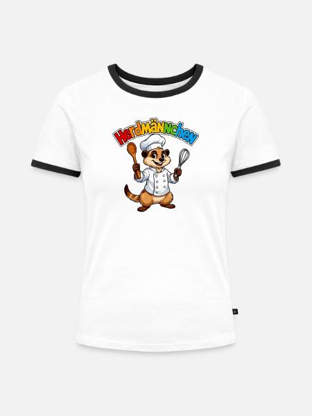 Koch Erdmännchen - Frauen Kontrast-T-Shirt - Weiß/Schwarz