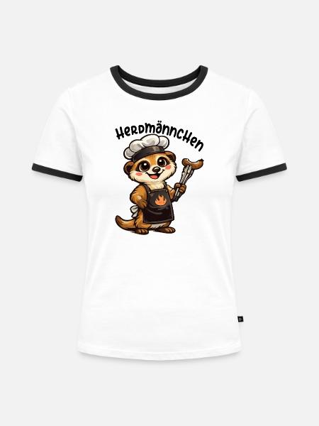 Koch Erdmännchen - Frauen Kontrast-T-Shirt - Weiß/Schwarz