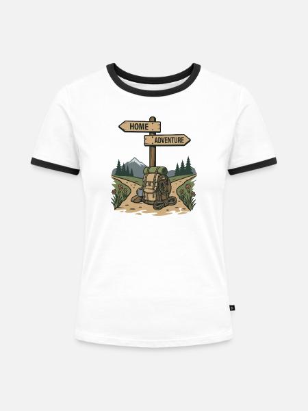 Wandern – Outdoor-Abenteuer - Frauen Kontrast-T-Shirt - Weiß/Schwarz