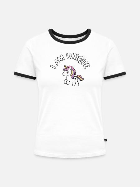 Ich bin einzigartig Einhorn - Frauen Kontrast-T-Shirt - Weiß/Schwarz