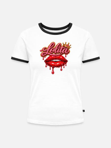 Lolitta-Königin - Frauen Kontrast-T-Shirt - Weiß/Schwarz