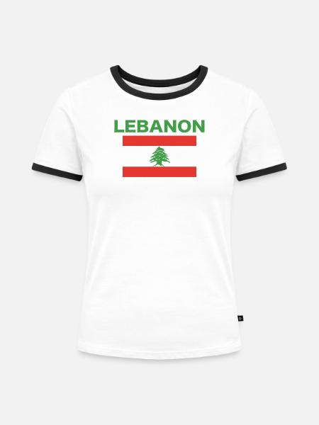 Libanon Fahne - Frauen Kontrast-T-Shirt - Weiß/Schwarz