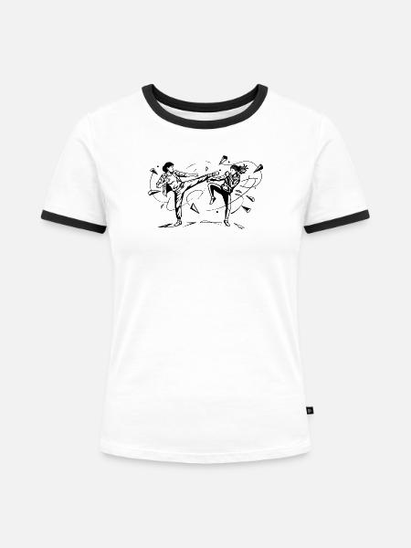Fight - Frauen Kontrast-T-Shirt - Weiß/Schwarz