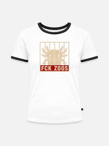 FCK Zoos Axolotl - Frauen Kontrast-T-Shirt - Weiß/Schwarz