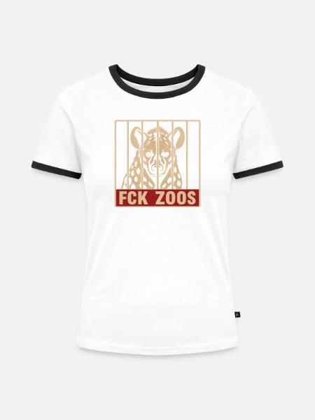 FCK Zoos Hyäne - Frauen Kontrast-T-Shirt - Weiß/Schwarz