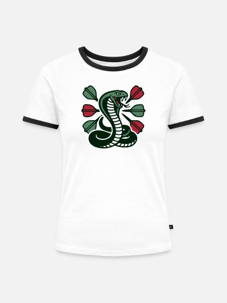Kobra Schlange Dart Logo - Frauen Kontrast-T-Shirt - Weiß/Schwarz