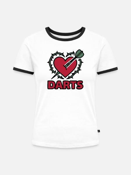 Darts Herz Dornen Logo - Frauen Kontrast-T-Shirt - Weiß/Schwarz