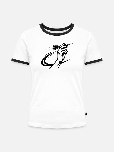 Dartspieler Wurf Hand Grafik - Frauen Kontrast-T-Shirt - Weiß/Schwarz
