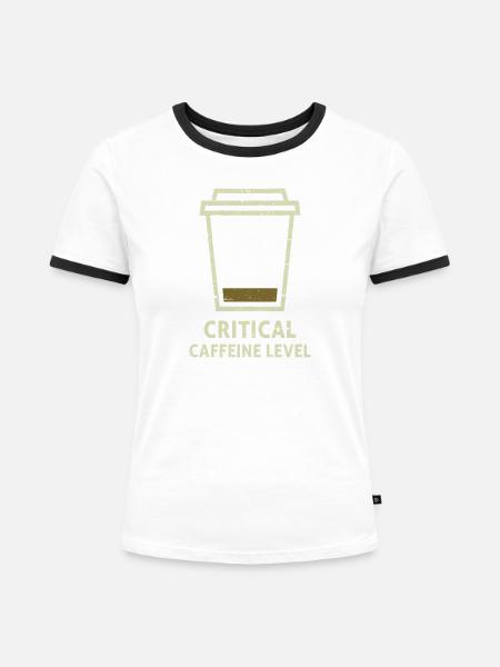 Kritischer Koffeinspiegel - Frauen Kontrast-T-Shirt - Weiß/Schwarz
