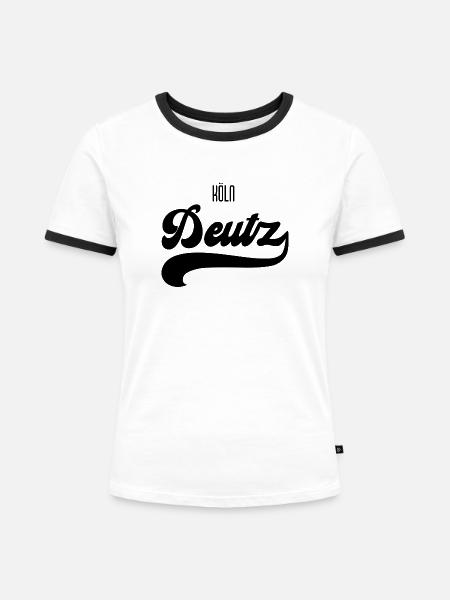 deutz_schwarz - Frauen Kontrast-T-Shirt - Weiß/Schwarz