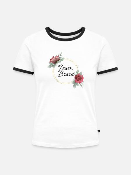 Team Braut Rosenkranz - Frauen Kontrast-T-Shirt - Weiß/Schwarz