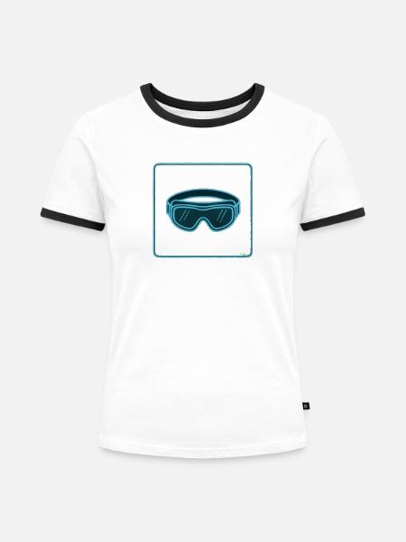 Neonleuchtende Schutzbrille - Frauen Kontrast-T-Shirt - Weiß/Schwarz