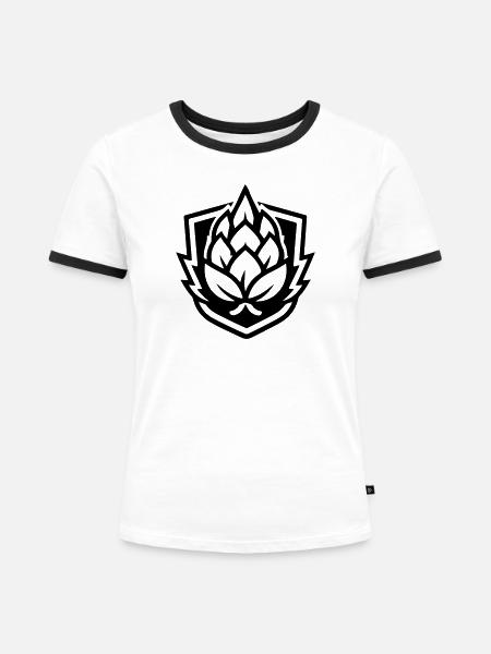 Hopfen Symbol Knospe - Frauen Kontrast-T-Shirt - Weiß/Schwarz