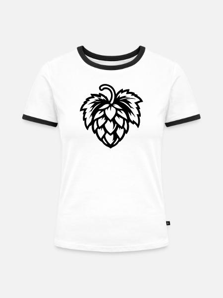 Hopfen Gerste Symbol - Frauen Kontrast-T-Shirt - Weiß/Schwarz