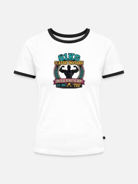 81KG Classic Physique - College Athletic - Frauen Kontrast-T-Shirt - Weiß/Schwarz