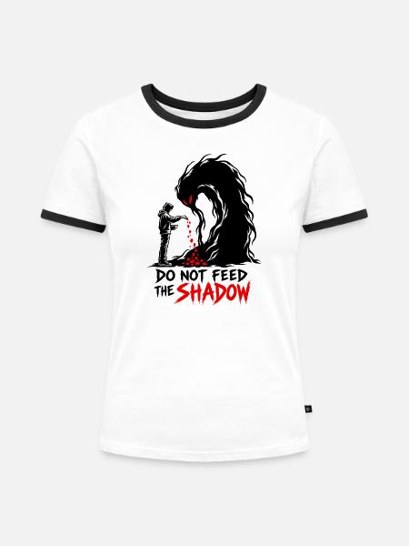 Füttere nicht den Schatten - Frauen Kontrast-T-Shirt - Weiß/Schwarz