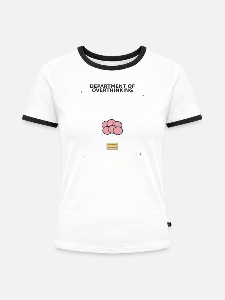 Abteilung des Überdenkens - Frauen Kontrast-T-Shirt - Weiß/Schwarz