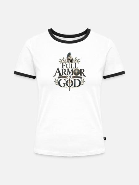 Waffenrüstung Gottes - Frauen Kontrast-T-Shirt - Weiß/Schwarz