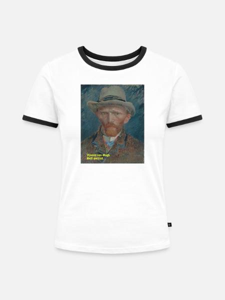 Selbstporträt-_Vincent_van_Gogh-_1887 - Frauen Kontrast-T-Shirt - Weiß/Schwarz