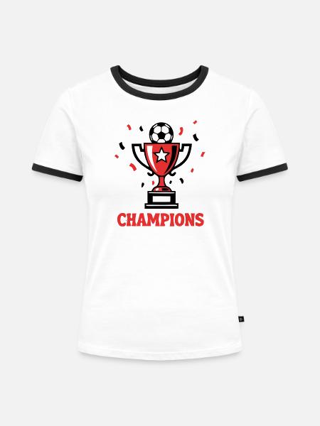 Champions Pokal Wappen Logo - Frauen Kontrast-T-Shirt - Weiß/Schwarz
