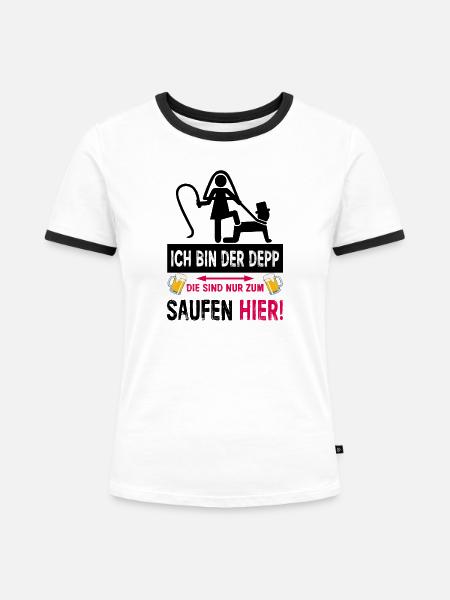 JGA Depp Shirt Lustiger Junggesellenabschied - Frauen Kontrast-T-Shirt - Weiß/Schwarz