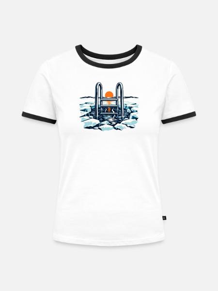 Einstieg ins Eis - Frauen Kontrast-T-Shirt - Weiß/Schwarz