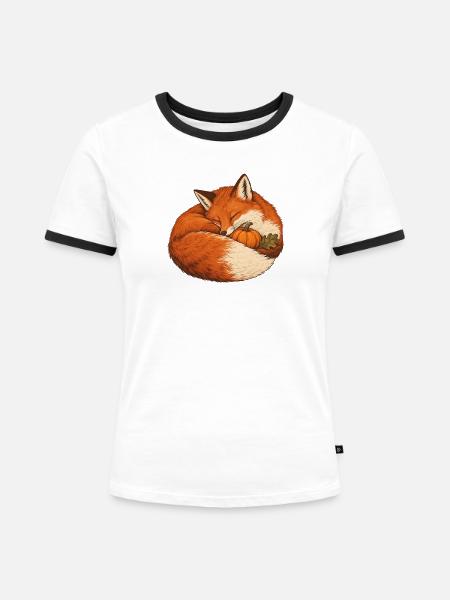 Fuchs im Kürbisnest - Frauen Kontrast-T-Shirt - Weiß/Schwarz