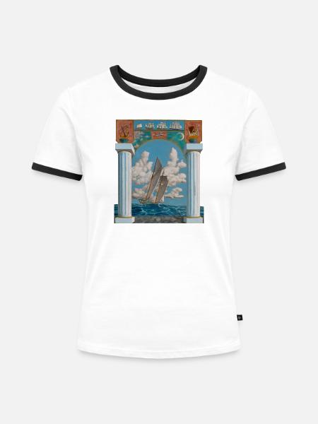 Segelkunst - Frauen Kontrast-T-Shirt - Weiß/Schwarz